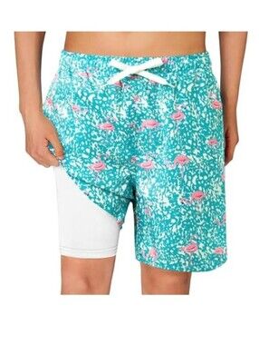Boys Swim Trunks with Compression Liner Quick Dry Bathing Suit Blue